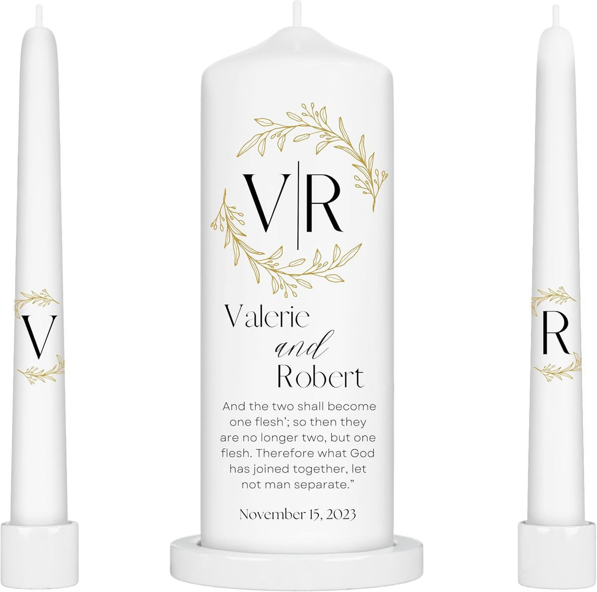 Unity Candles for Wedding, Modern Unity Set, Custom and Personalized Pillar and Taper Candles with
