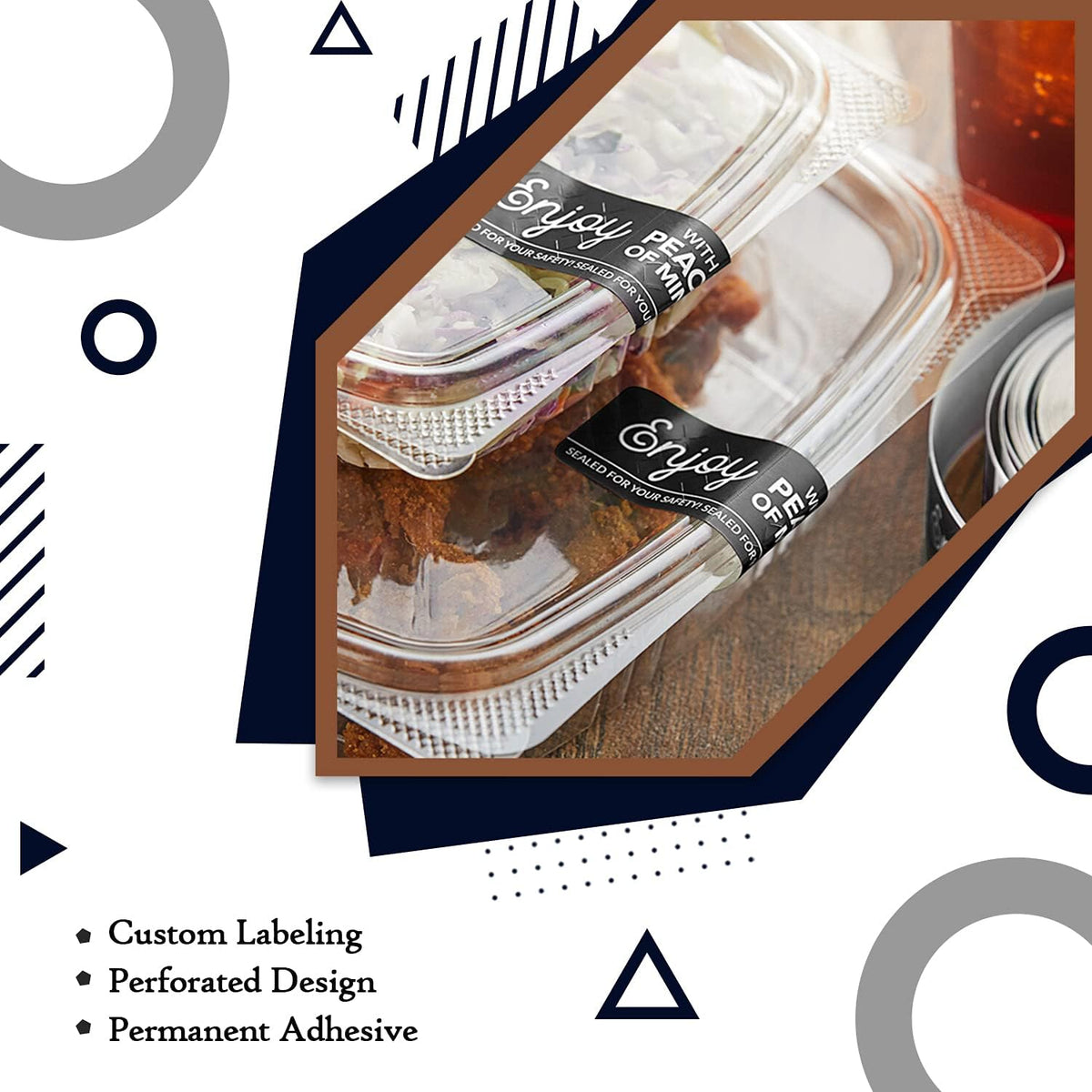 Angel's Peel Lounge Tamper Proof Stickers Roll — Tamper Evident Stickers for Food Safety, Delivery