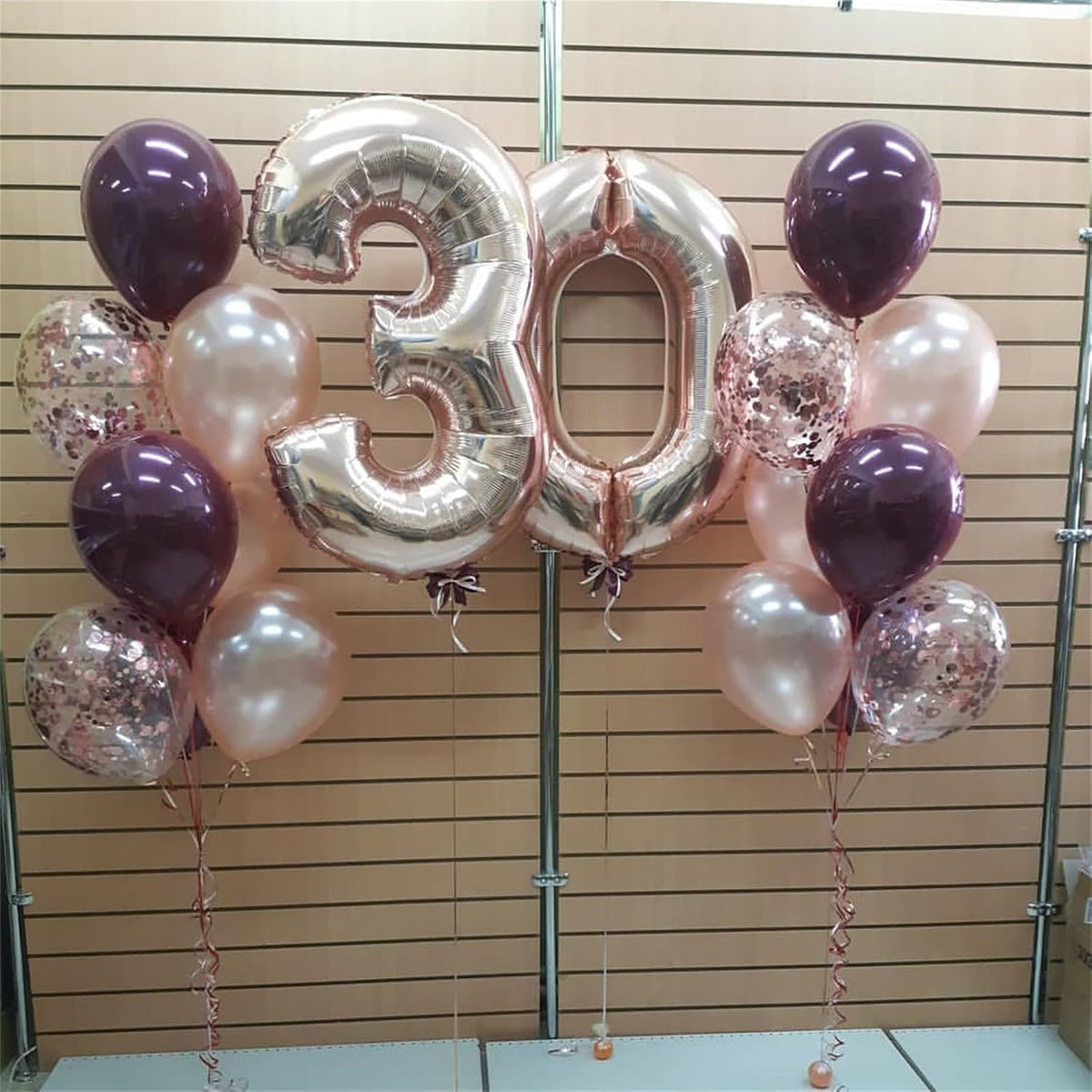 Burgundy Red Balloons, 35PCS Maroon and White Latex Balloons, Wine Red and Rose Gold Confetti