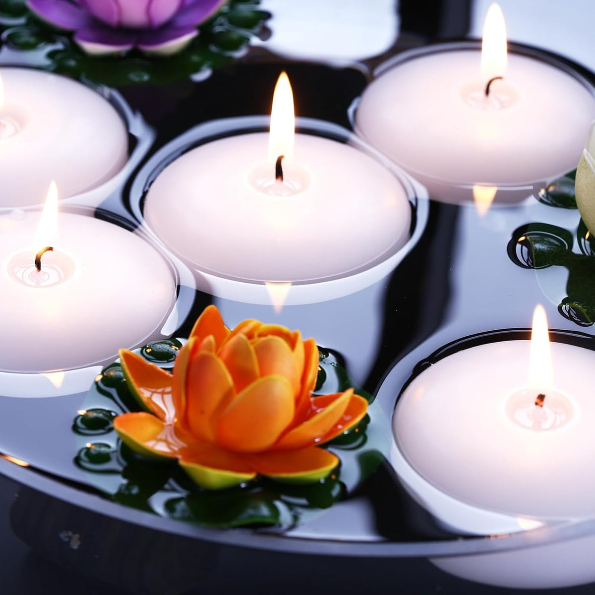 24 Pack Floating Candles, 3” White Unscented Dripless Wax Burning Candles, for Weddings, Party