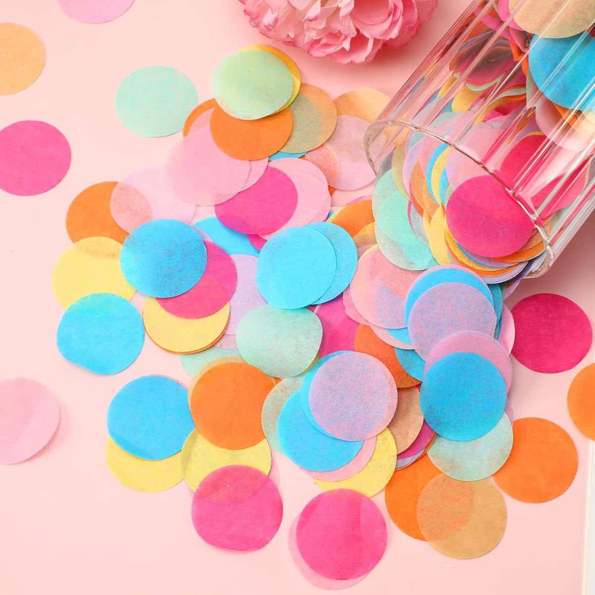 MARFOREVER 5.4oz Multicolor 1 Inch Round Tissue Paper Confetti, Round Confetti Birthday Scatter