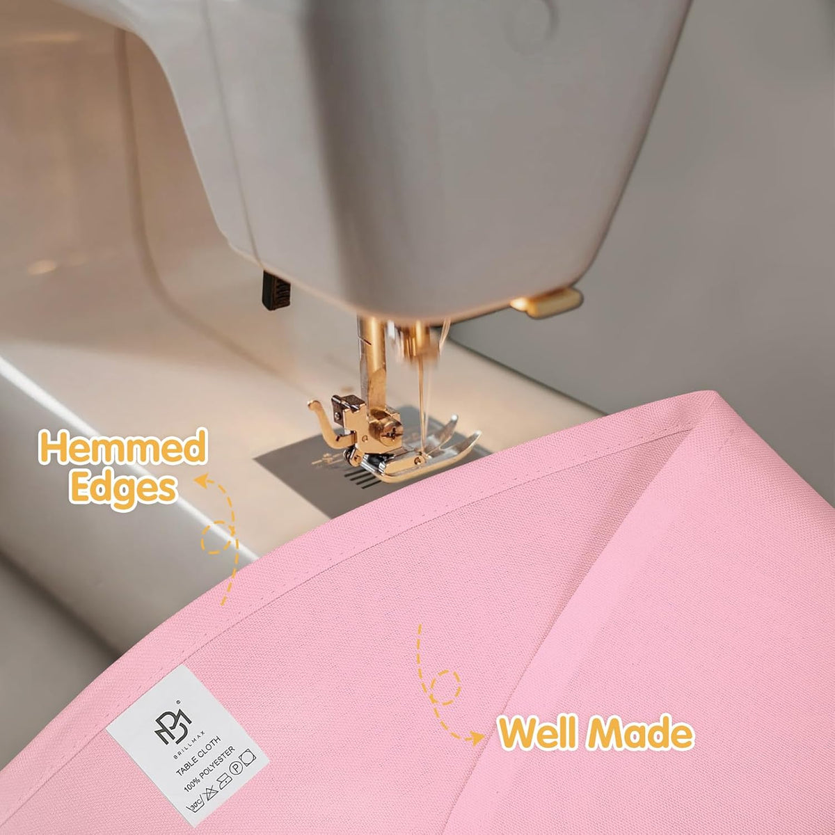 BRILLMAX 6 Pack Pink Round Tablecloths 132 Inch - Circle Bulk Linen Polyester Fabric Washable Table