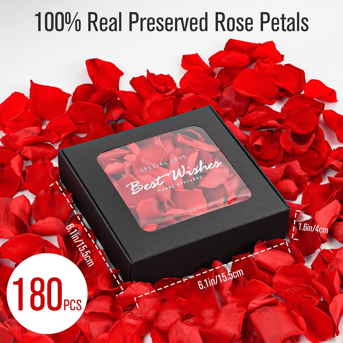 Rosaura Real Preserved Rose Petals 50g(1.75oz) for Wedding Decor, Romantic Nights - Includes Bonus