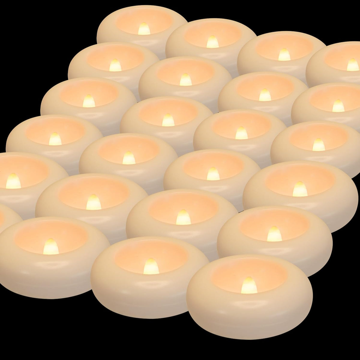 Aignis 24pcs Flameless LED Floating Candles, 120+ Hours Glow Time, 3 Inch Plastic Battery Operated