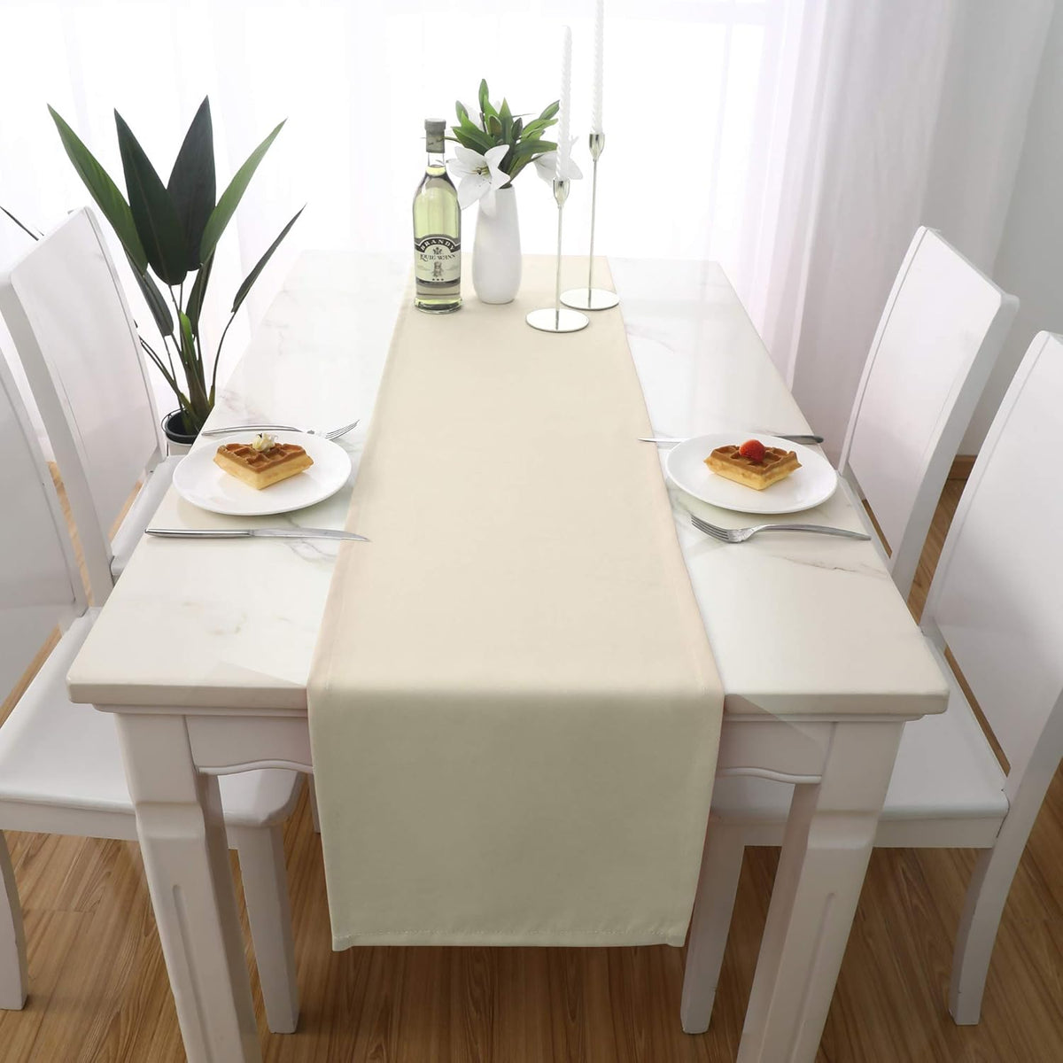 DUALIFE 2 Pack Table Runner 14 x 72 Inch Long Table Cloth Table Runners for Wedding Engagement