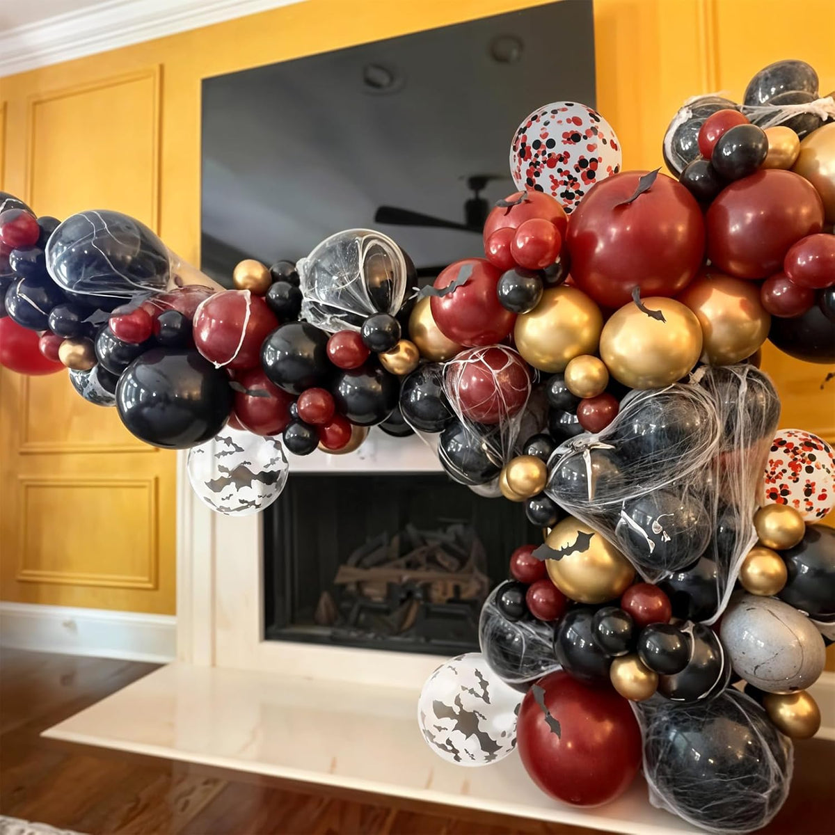 Black Burgundy Balloons, 52 PCS Burgundy Gold Balloons, 12 Inch Red Black Latex Balloon with