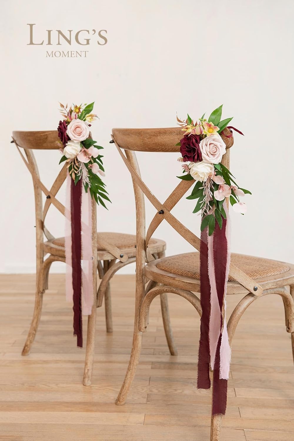 Ling's Moment 8pcs Aisle Pew Artificial Flowers Arrangements for Wedding Ceremony Chair Back Floral