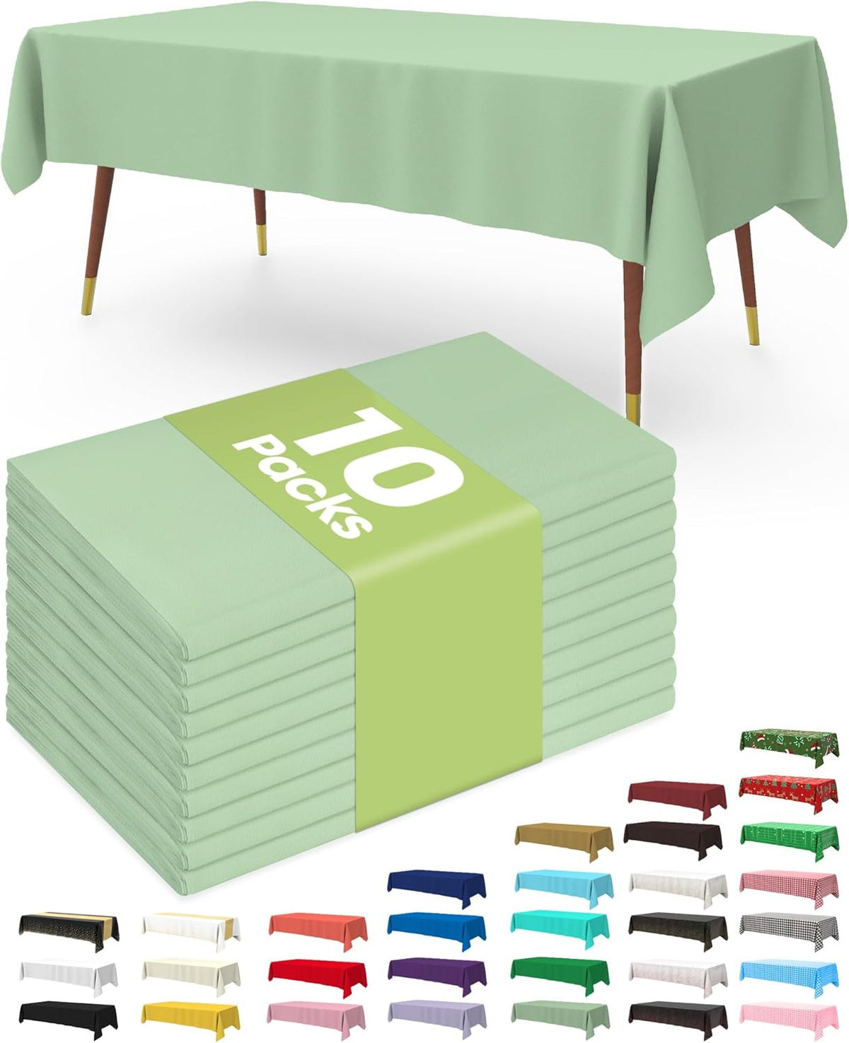 Pureegg Plastic Table Cloth Disposable 10 Pack, 54 x 108 Inch Table Cloths, Easter Party