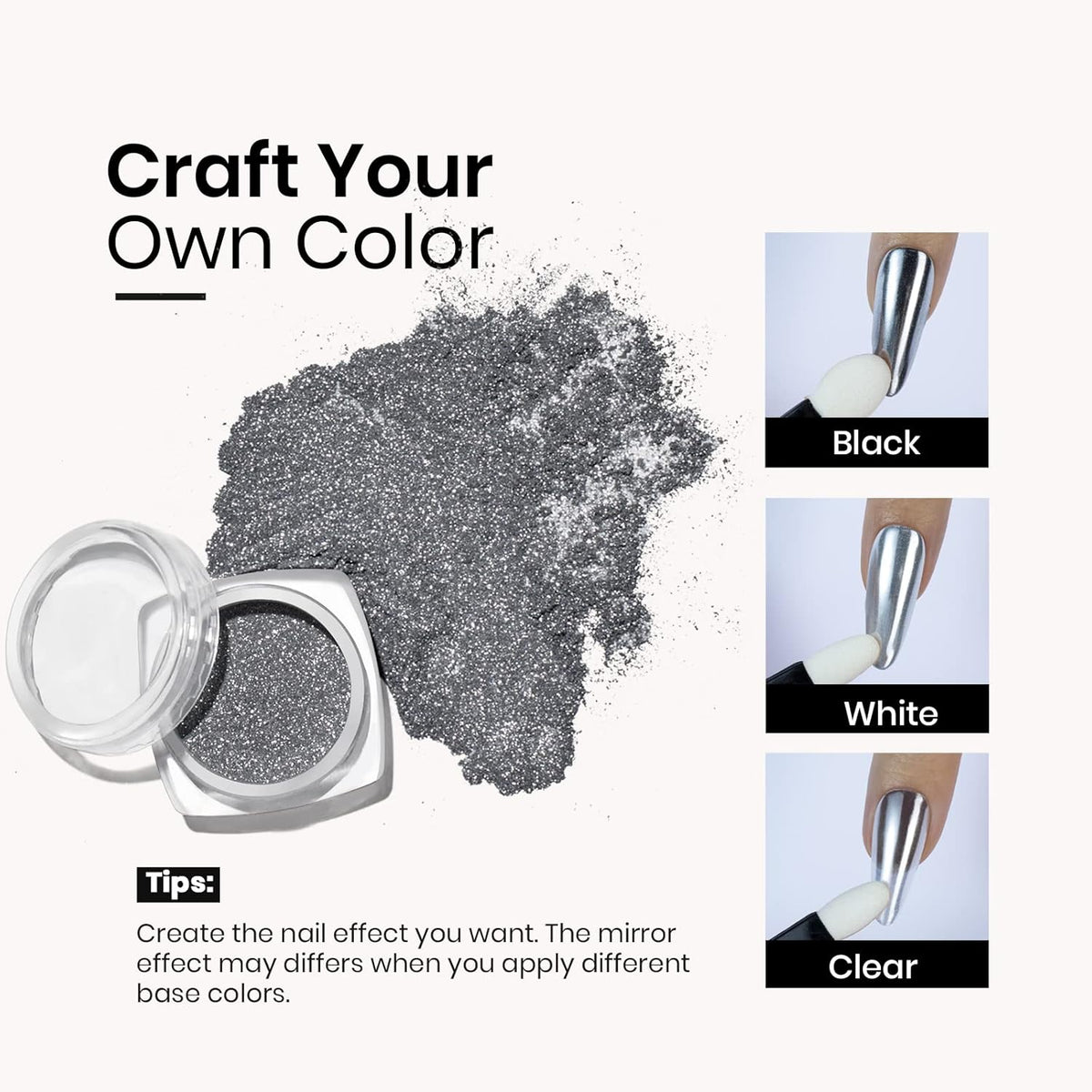 beetles Gel Polish Sliver Chrome Nail Powder, Mirror Metallic Effect Premium Salon Nail Glitter