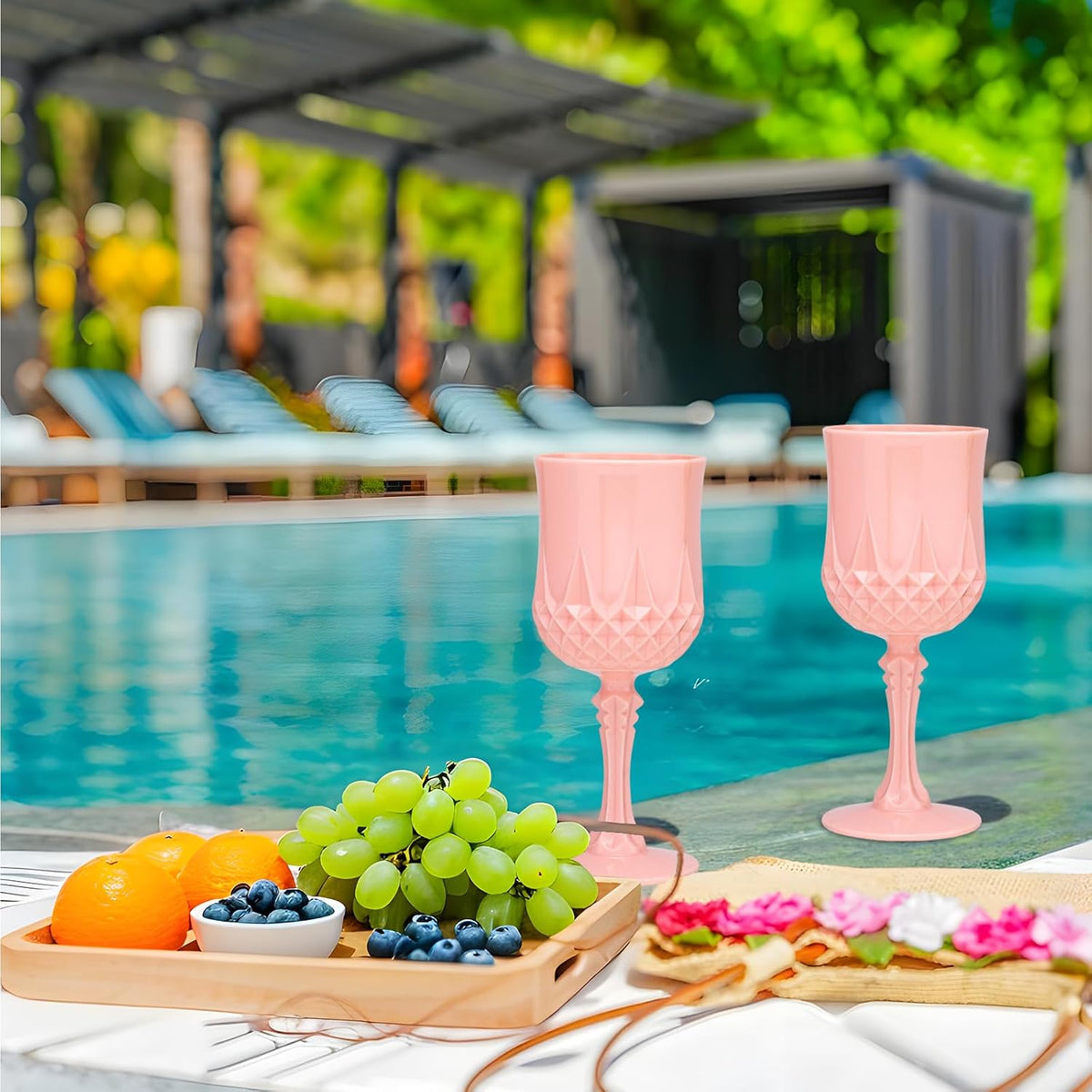 Plastic Vintage Wine Glasses 7OZ Plastic Goblets Vintage Drinking Glasses 48PCS Retro Wedding
