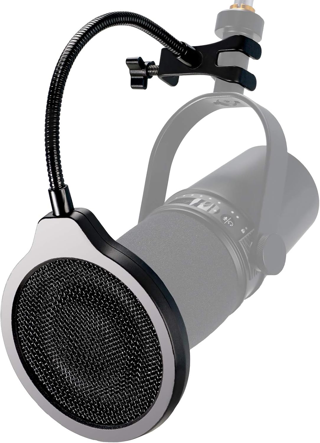YOUSHARES Pop Filter - 4 Inch 3 Layers Metal Windscreen with Flexible 360° Gooseneck Clip Mic Mask