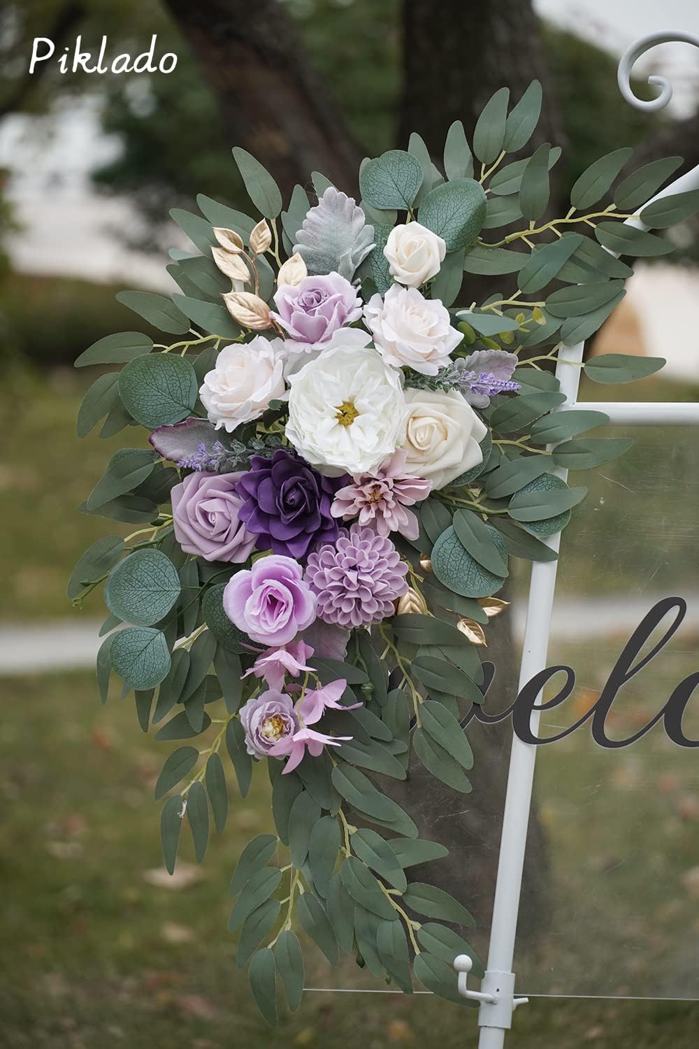 Faux Flower Swag Set of 2 for Wedding Welcome Signs Floral Swag Wedding Reception Ceremony Signs