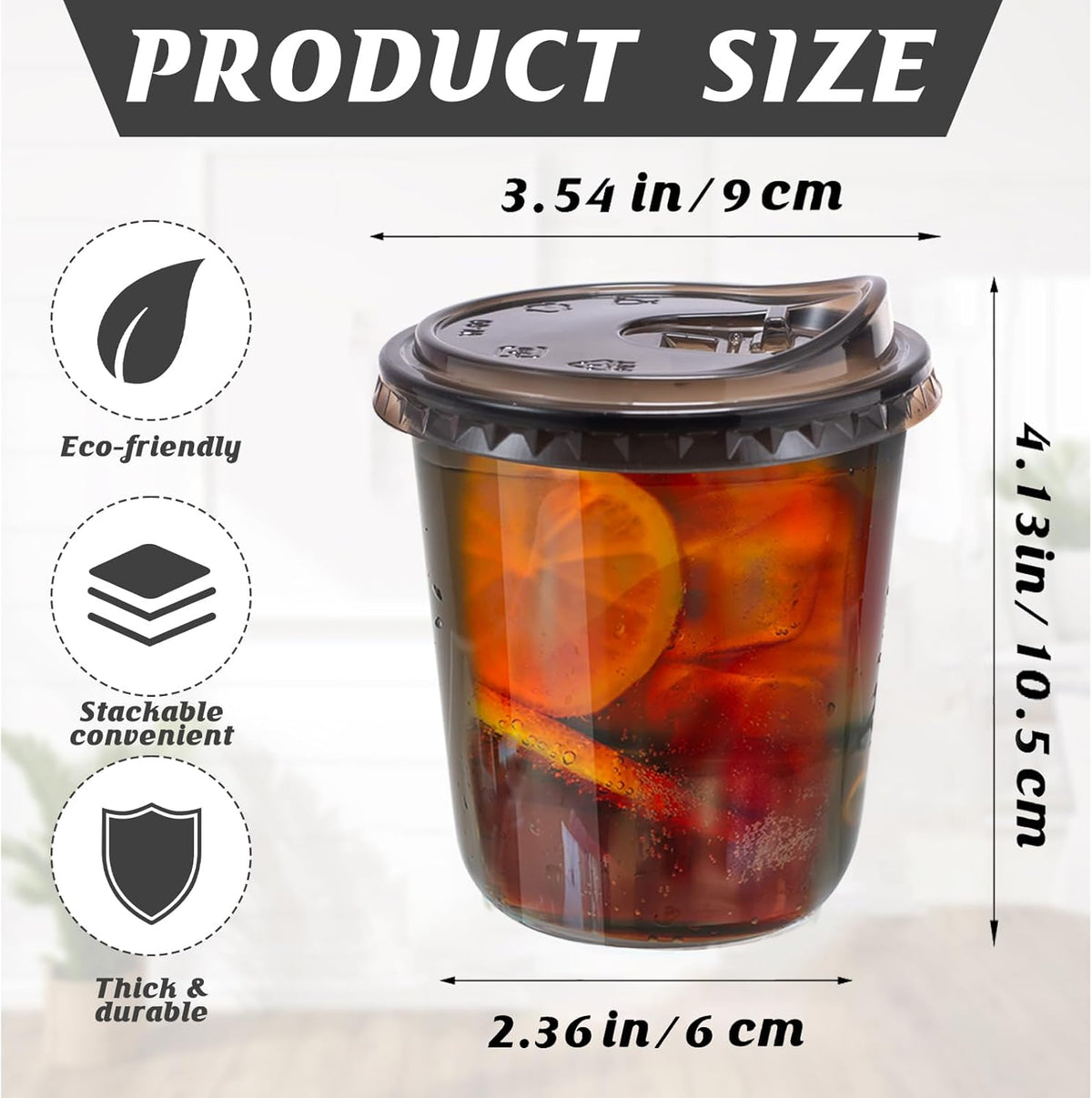 12oz Disposable Stemless Glasses With Strawless Sip Lids,PET Disposable Drinking Cups,Clear Plastic
