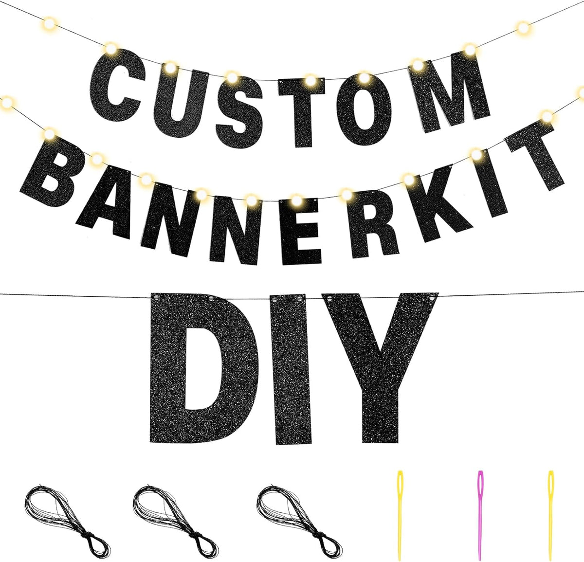 TaoBary 112 Pcs DIY Letter Custom Banner Glitter Customizable Banner Kit Including 107 Letters and