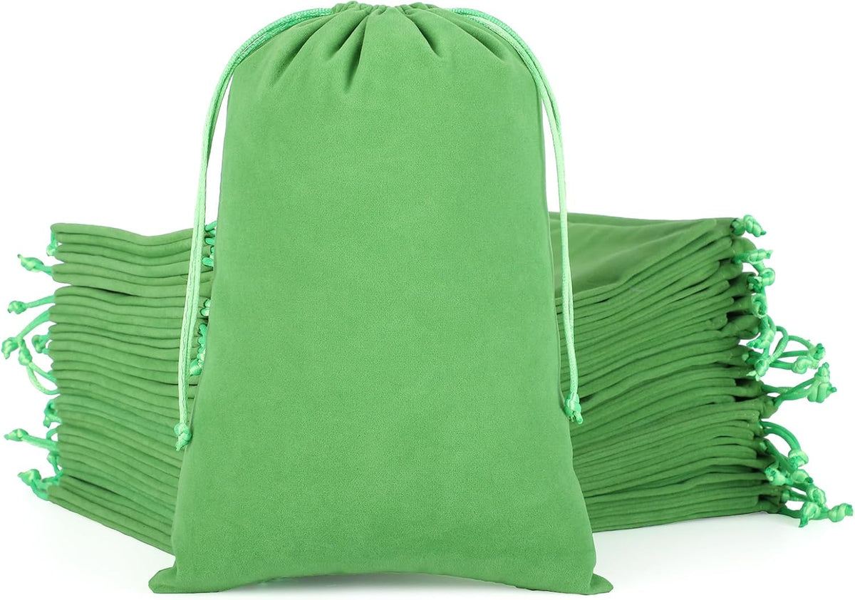 Velvet Drawstring Jewelry Bag, 50Pcs Green Dice Bag, 7x10, Or Wrapping Halloween Party Favors