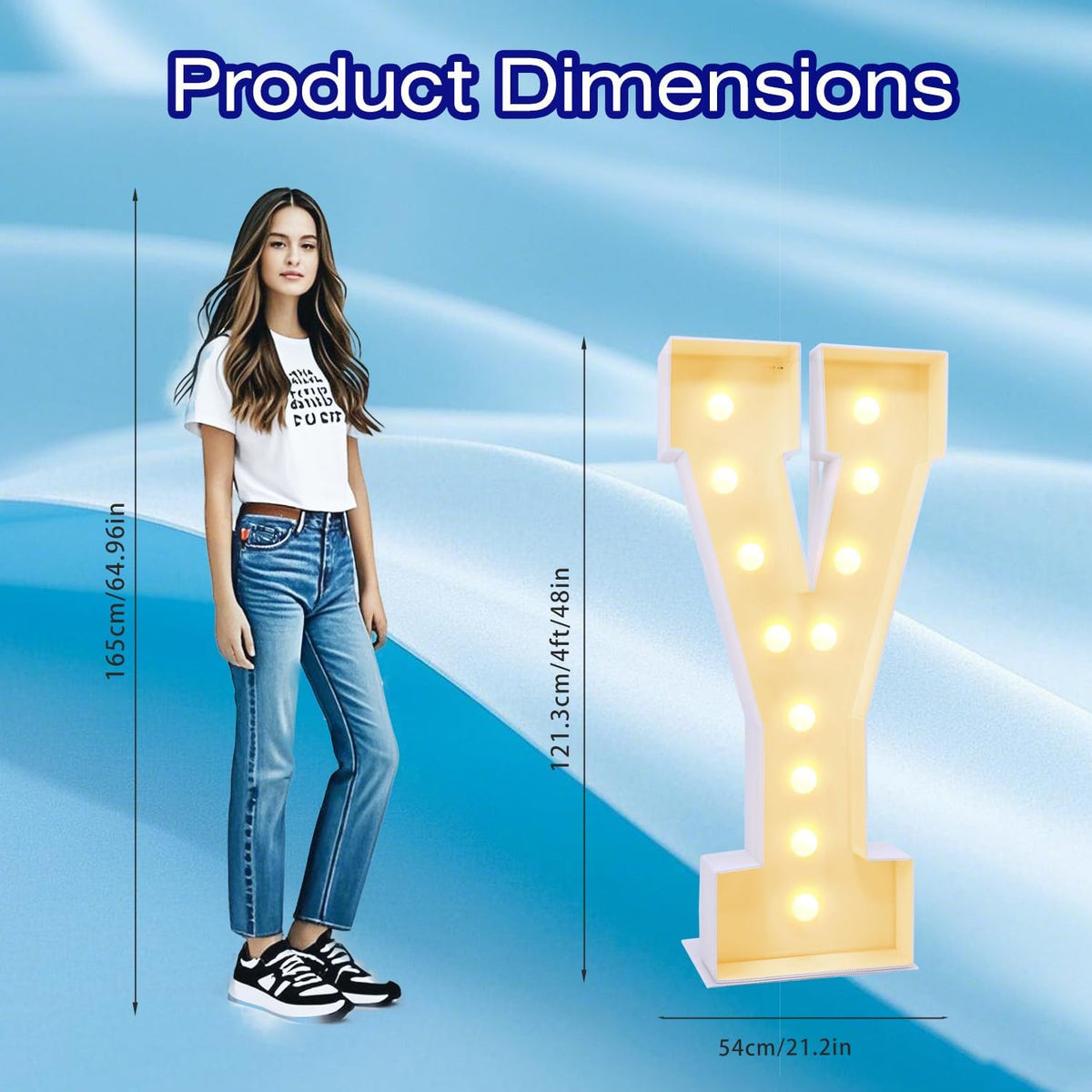 4FT Marquee Plastic Letters Y - Light up Letters Y Are Made from Corrugated Plastic Board - Quick