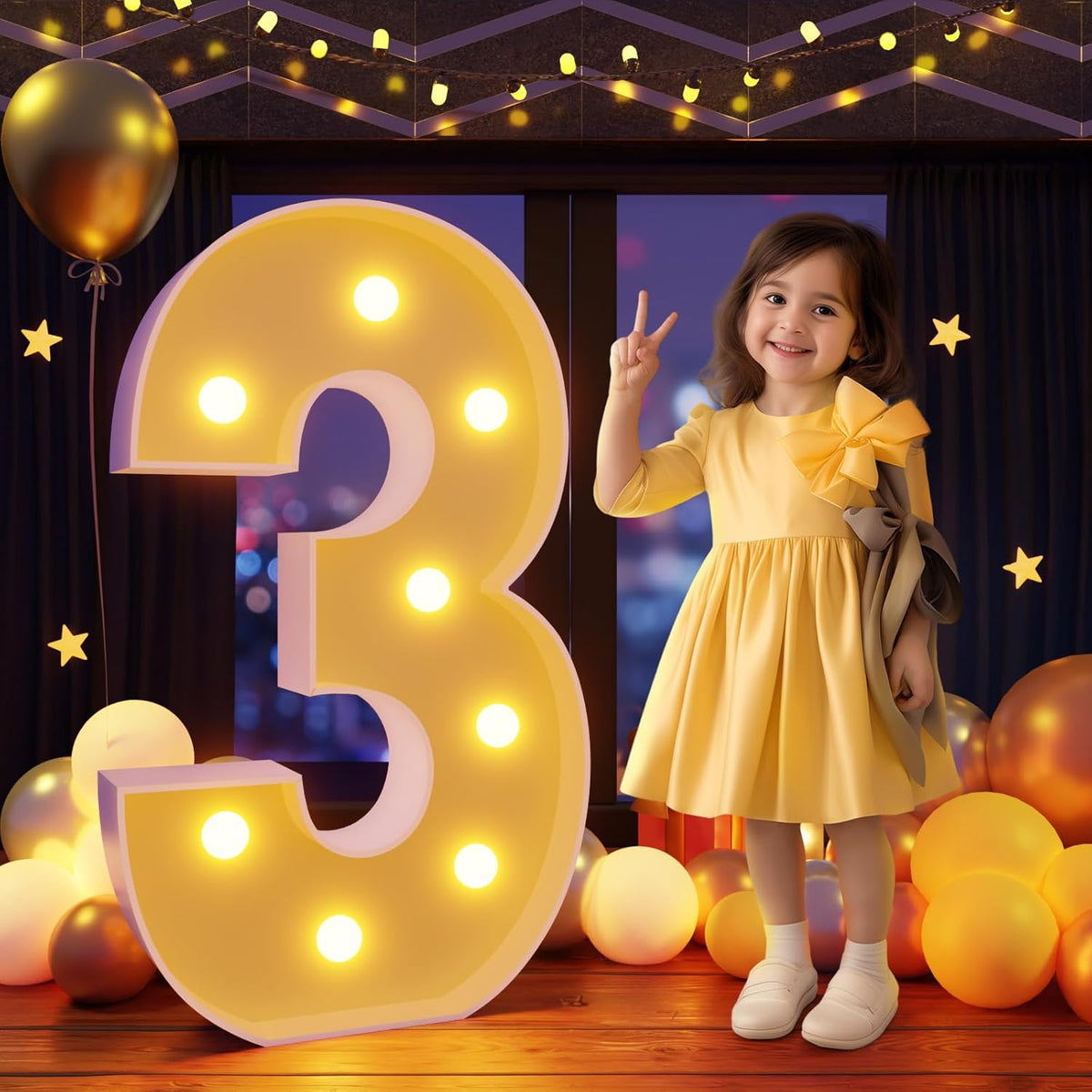 Marquee Numbers 3 Feet Tall Large Light Up Numbers 3th 13th 30th Three RexBirthday Decorations Girl