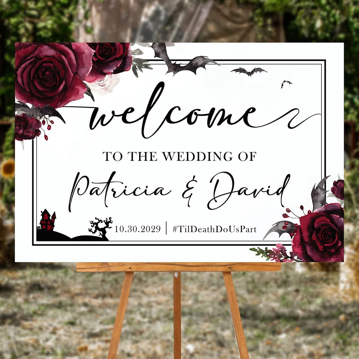 Wedding Sign Halloween Wedding, Welcome To Our Wedding Sign, Til Death Do Us Part Welcome Sign