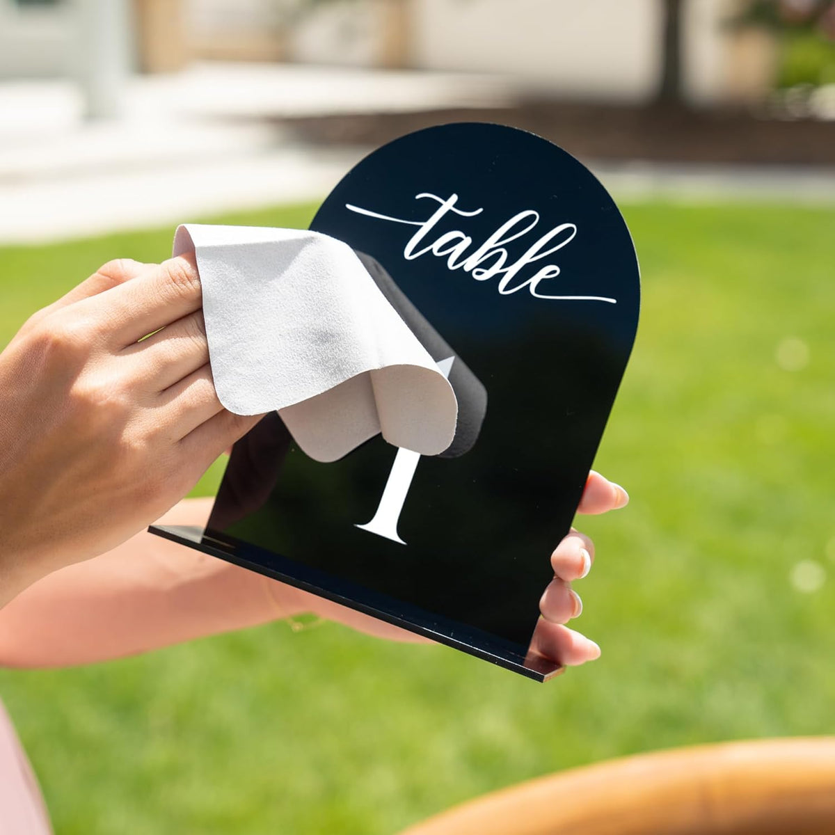 Black Arch Acrylic Table Numbers for Wedding Reception - 5" x 7" White Font Centerpiece Set with