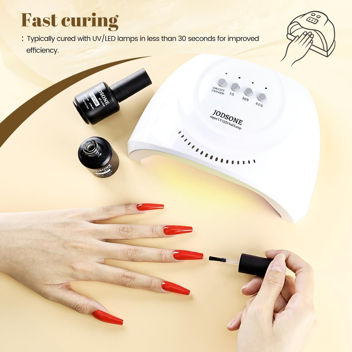 JODSONE 2 Bottles 15ml of Top Coat Gel Polish No Wipe Help Bright Manicure Need Lamp Cured