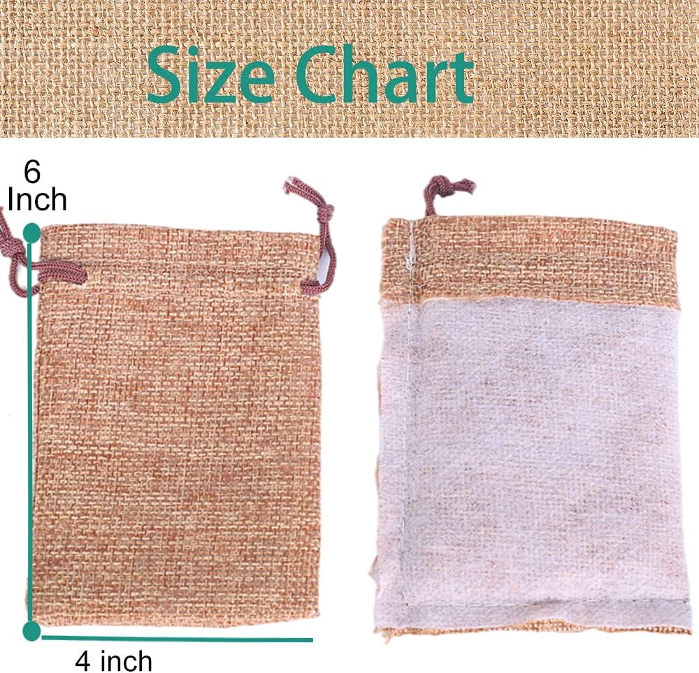 LYSXP 50PCS Burlap Bags with Drawstring，4x6 Inch Drawstring Gift Bag Jewelry Pouches for Wedding
