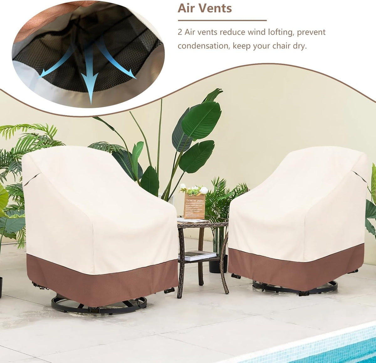 okcool Outdoor Swivel Chair Cover 2 Pack, Patio Chair Covers Waterproof Clearance, (30" W x 34" D x