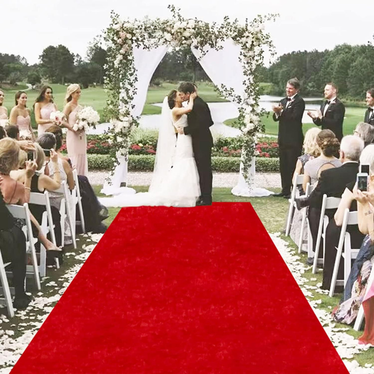 MODFUNS Wedding Aisle Runner Outdoor Red Carpet Runner for Party 4FTx25FT Velvet Fabric Hollywood