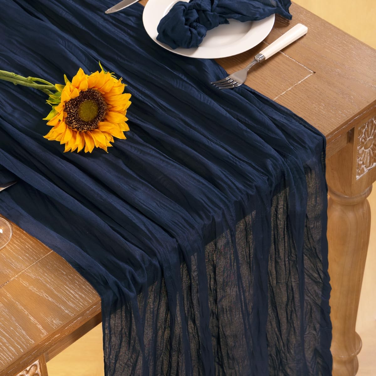 Navy Blue Cheesecloth Table Runner 4 Pack Fall Table Runners Boho Gauze 120 Inches Navy Cheese
