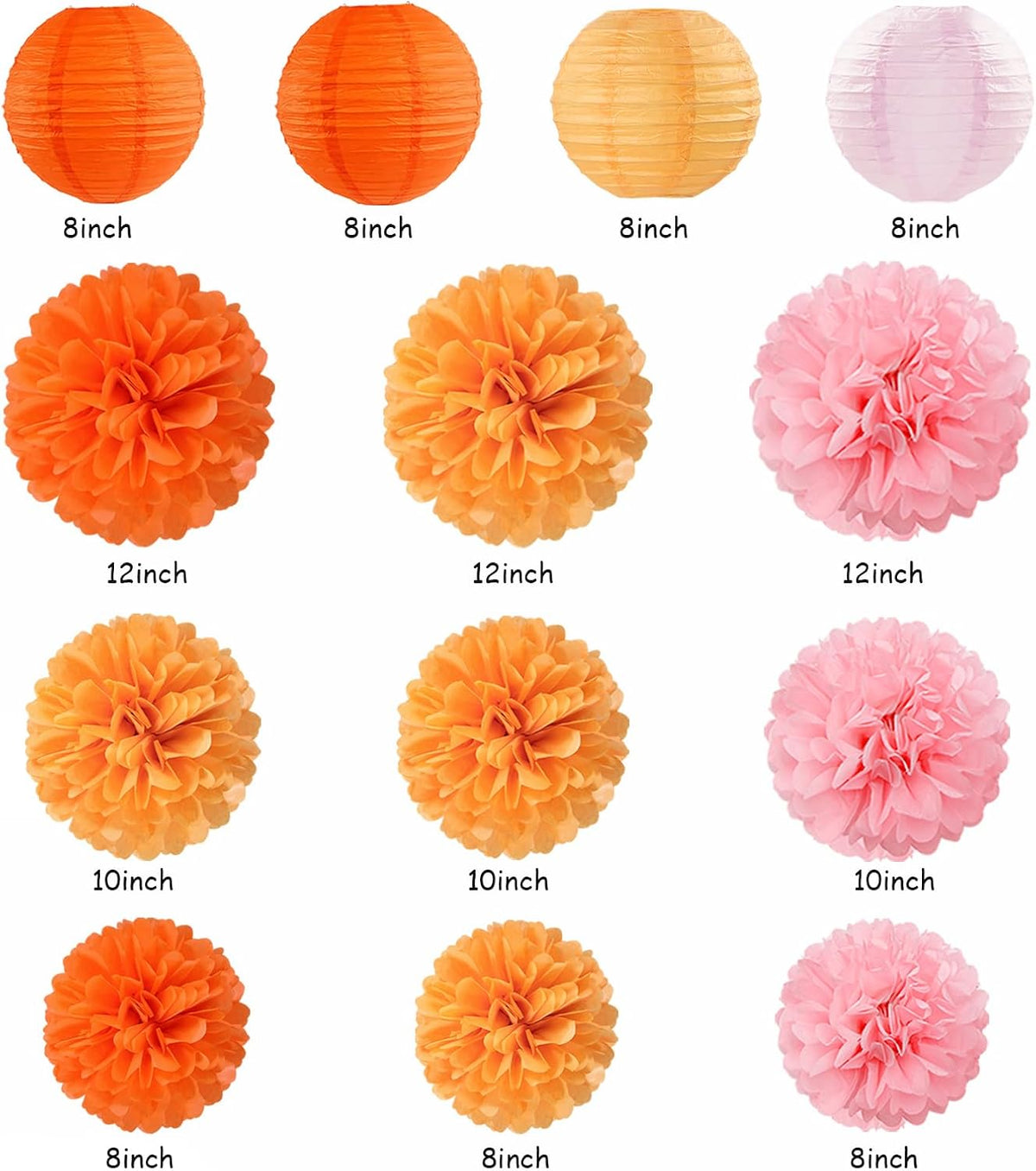 Pink-Orange Groovy Party-Decorations - 20pcs Fall Autumn Thanksgiving Harvest Paper Streamers