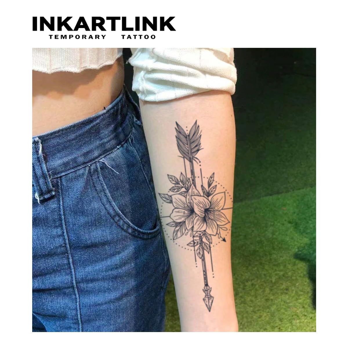 INKARTLINK Tattoo Tech, 2 Sheets Large Semi Permanent Tattoo, Adult Art Design Temporary Tattoos