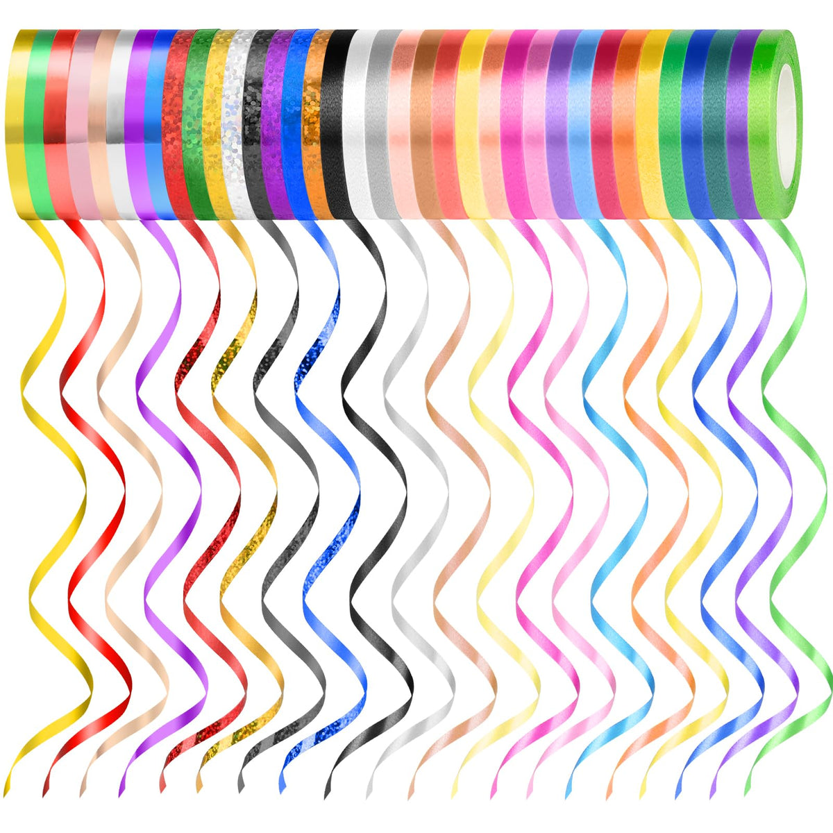 NEBURORA 36 Rolls 36 Colors Curling Ribbon 1/5 Inch 11 Yards Balloon String Ribbon for Gift