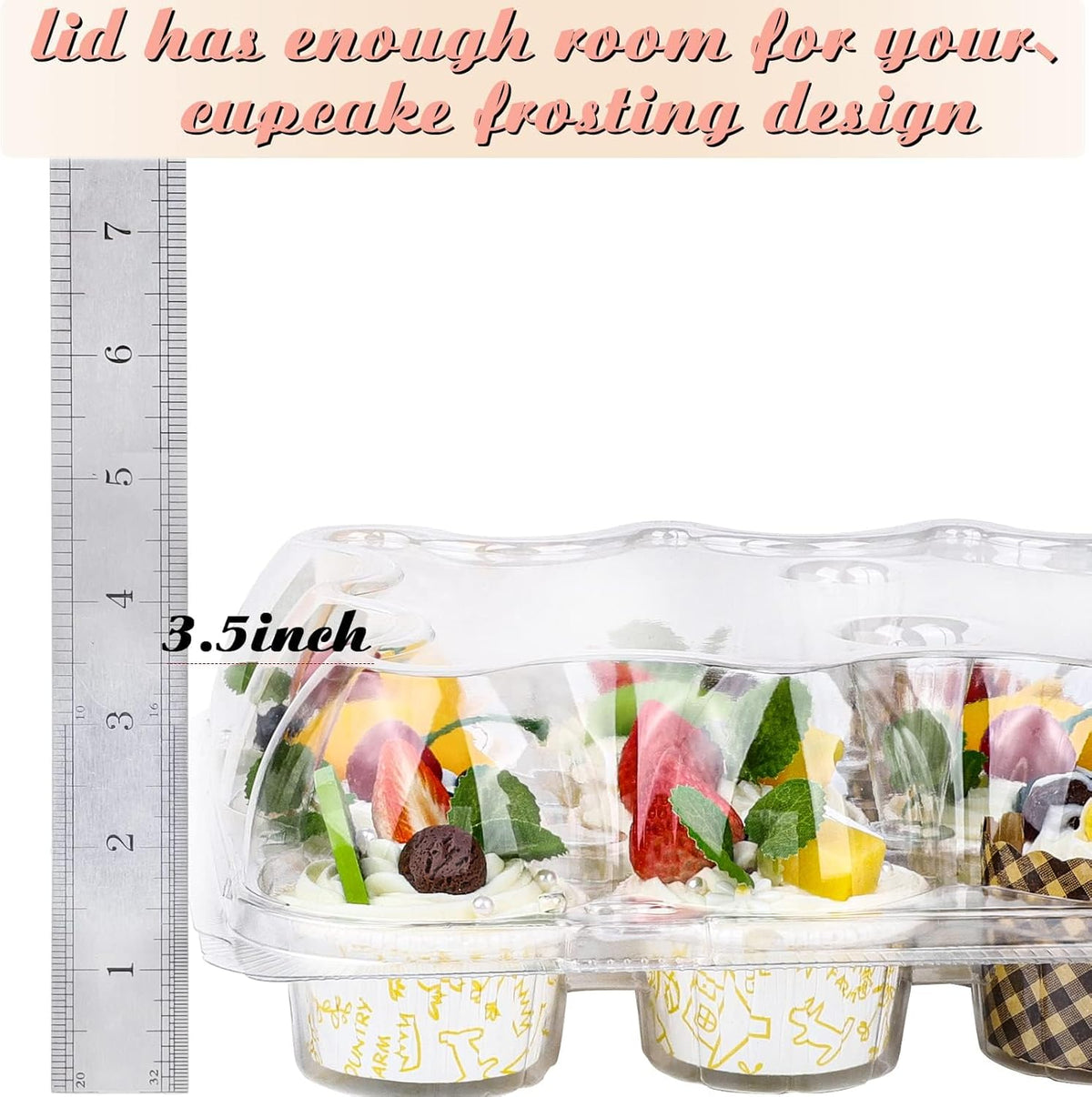 TWOWYHI 24 Counts x 10 Sets Cupcake Containers Cupcake Boxes Plastic Cupcakes Carrier Holders for