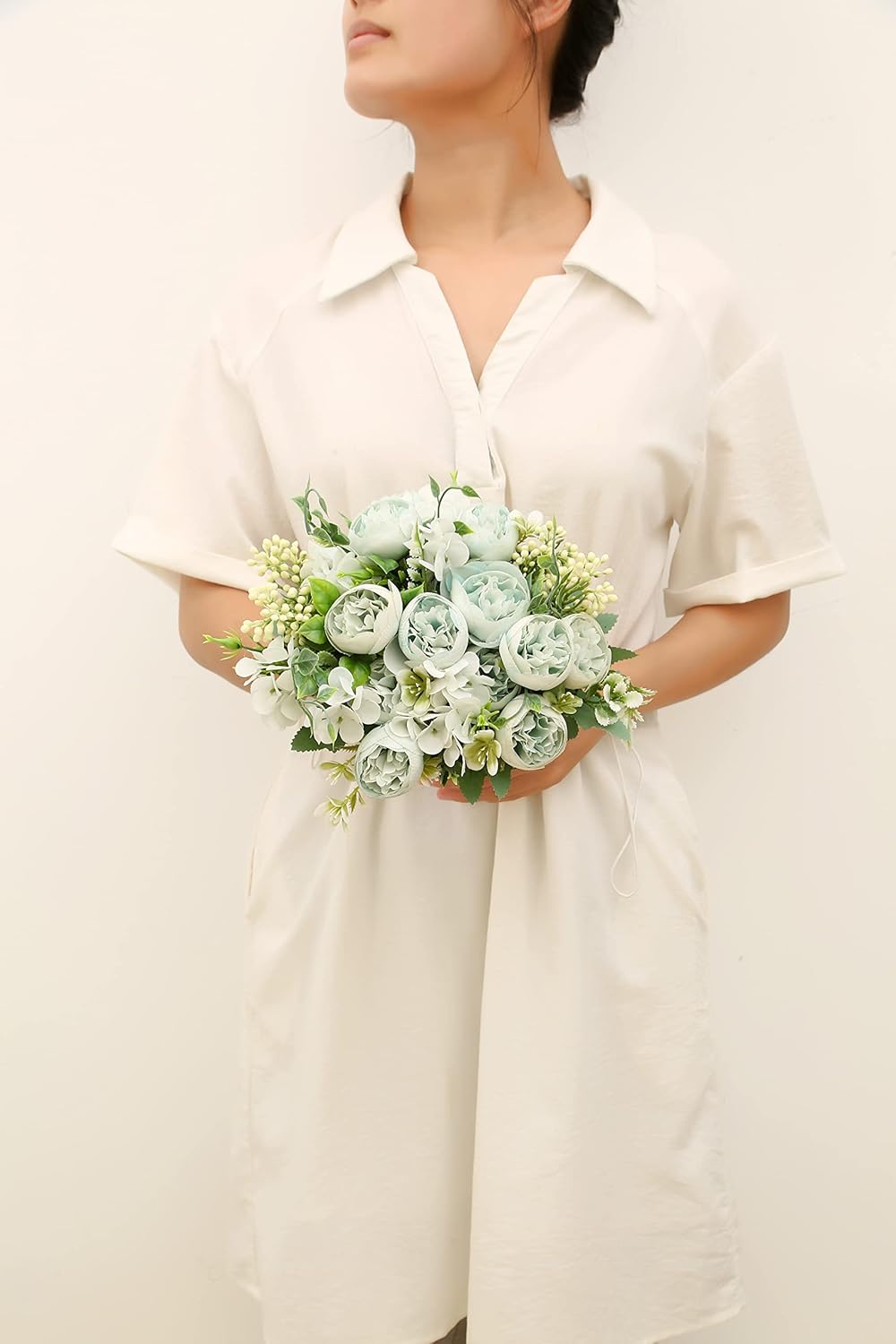 Artificial Flowers Fake Peony Silk Mini Plastic Bridal Flowers for DIY Wedding Bouquets Home
