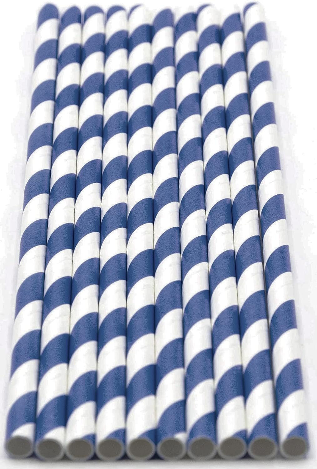 Pack of 900 Navy Blue Swirls Biodegradable 4-Ply Paper Drinking Straws (Compostable, Non-toxic