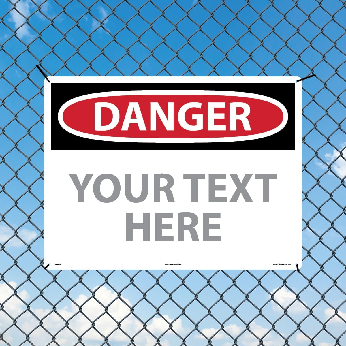 Custom OSHA Style Danger Sign 18" x 24" Plastic Sign, Customizable "Your Text Here", by AccuformNMC