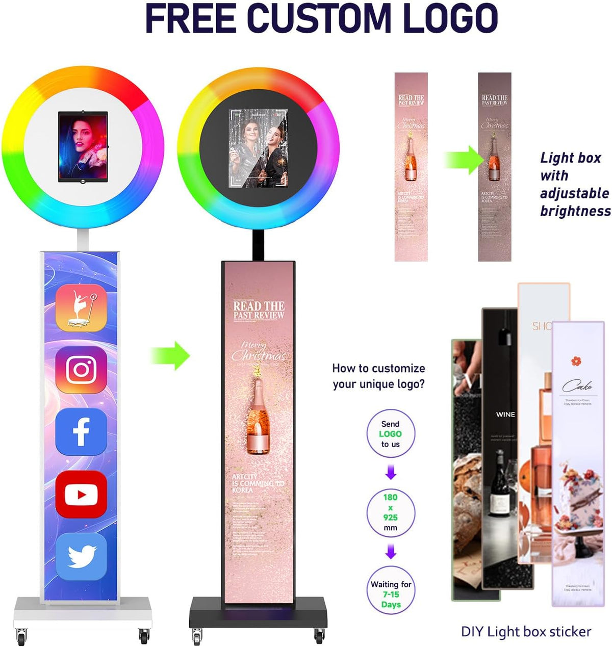 MWE Portable Photo Booth Machine Stand Compatible with Any Ipad with Software APP and Remote