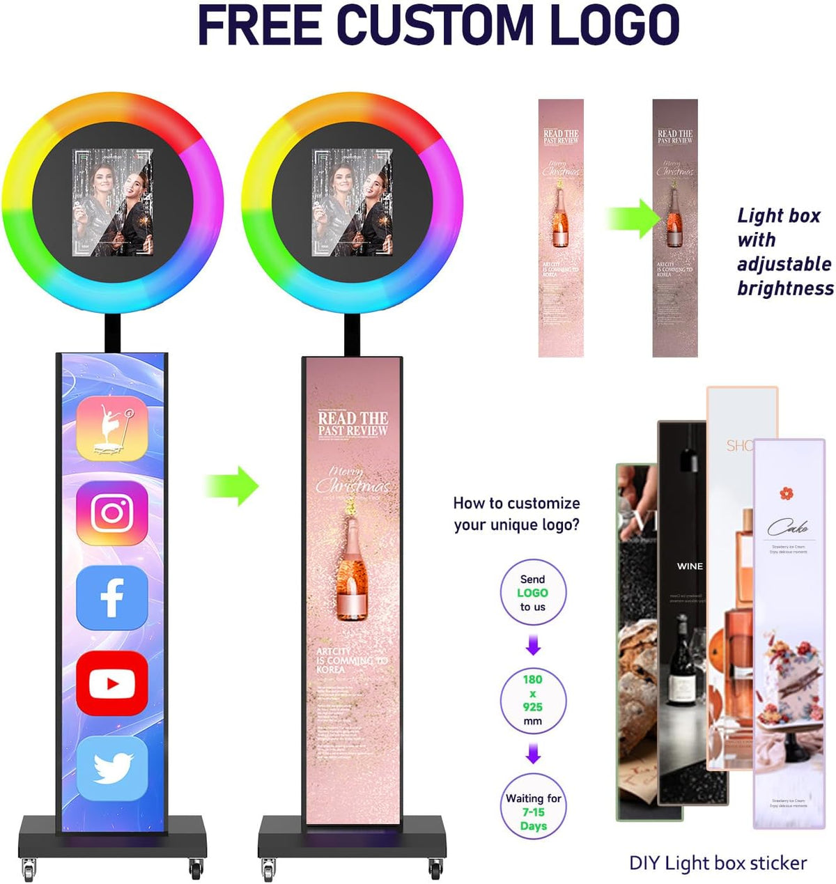 MWE Portable Photo Booth Machine Stand Compatible with Any Ipad with Software APP and Remote