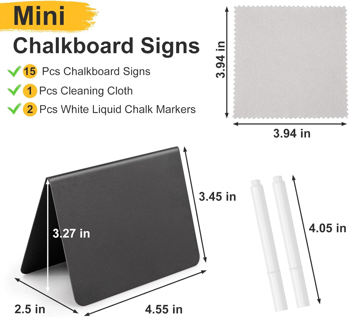 15 Pcs 4"x3" Mini Chalkboard Signs for Food, Reusable PVC Food Labels, Reserved Table Signs for