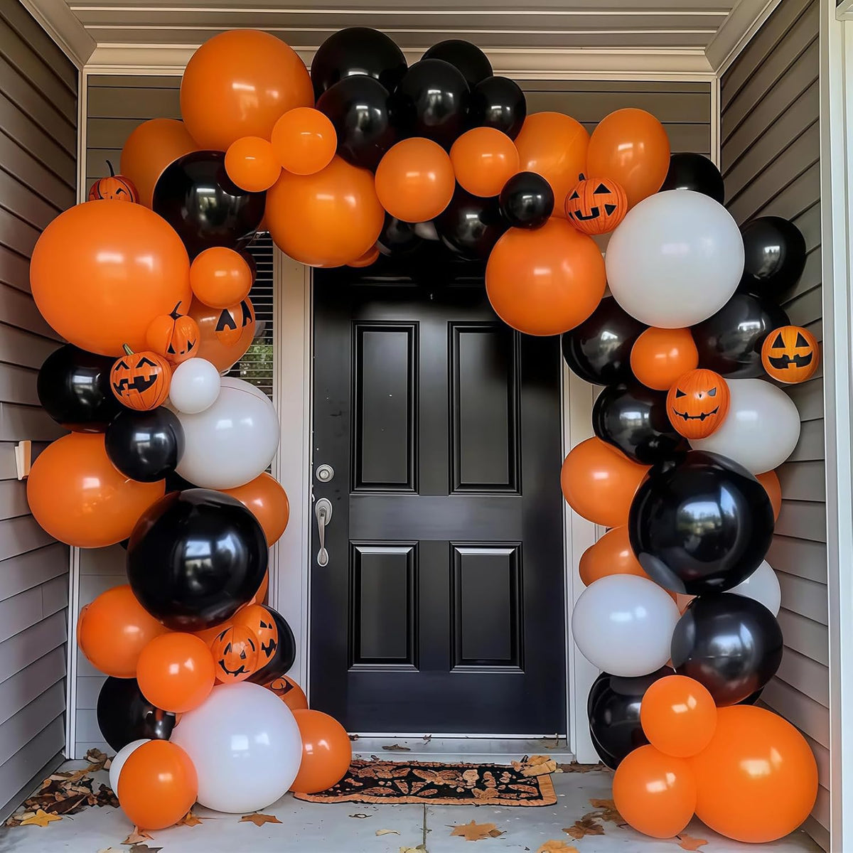 Orange Black White Balloons, 60 Packs 12 Inch Halloween Party Balloons, Black and Orange Helium