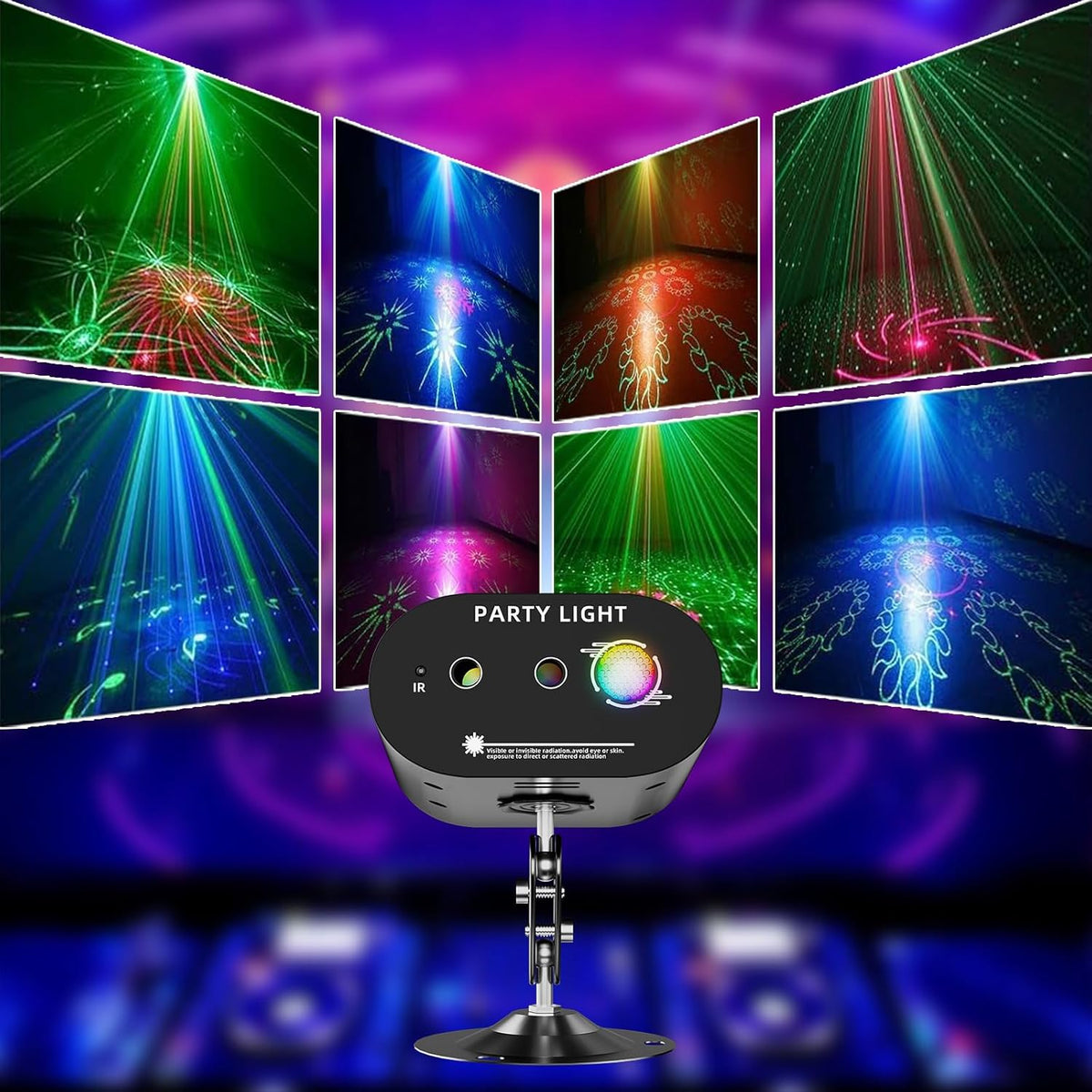 DJ Disco Ball Party Lights with Sound-Activated Remote, Durable ABS RGB LED Strobe Stage Lighting