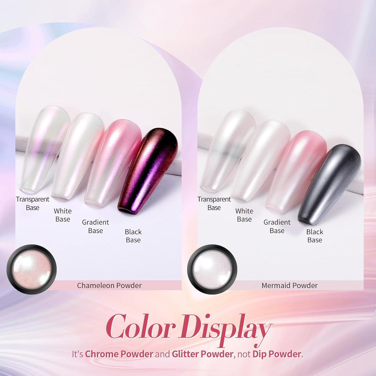 BORN PRETTY White Pearl Chrome Nail Powder And Chameleon Aurora Nail Powder Pigment Mermaid Pigment