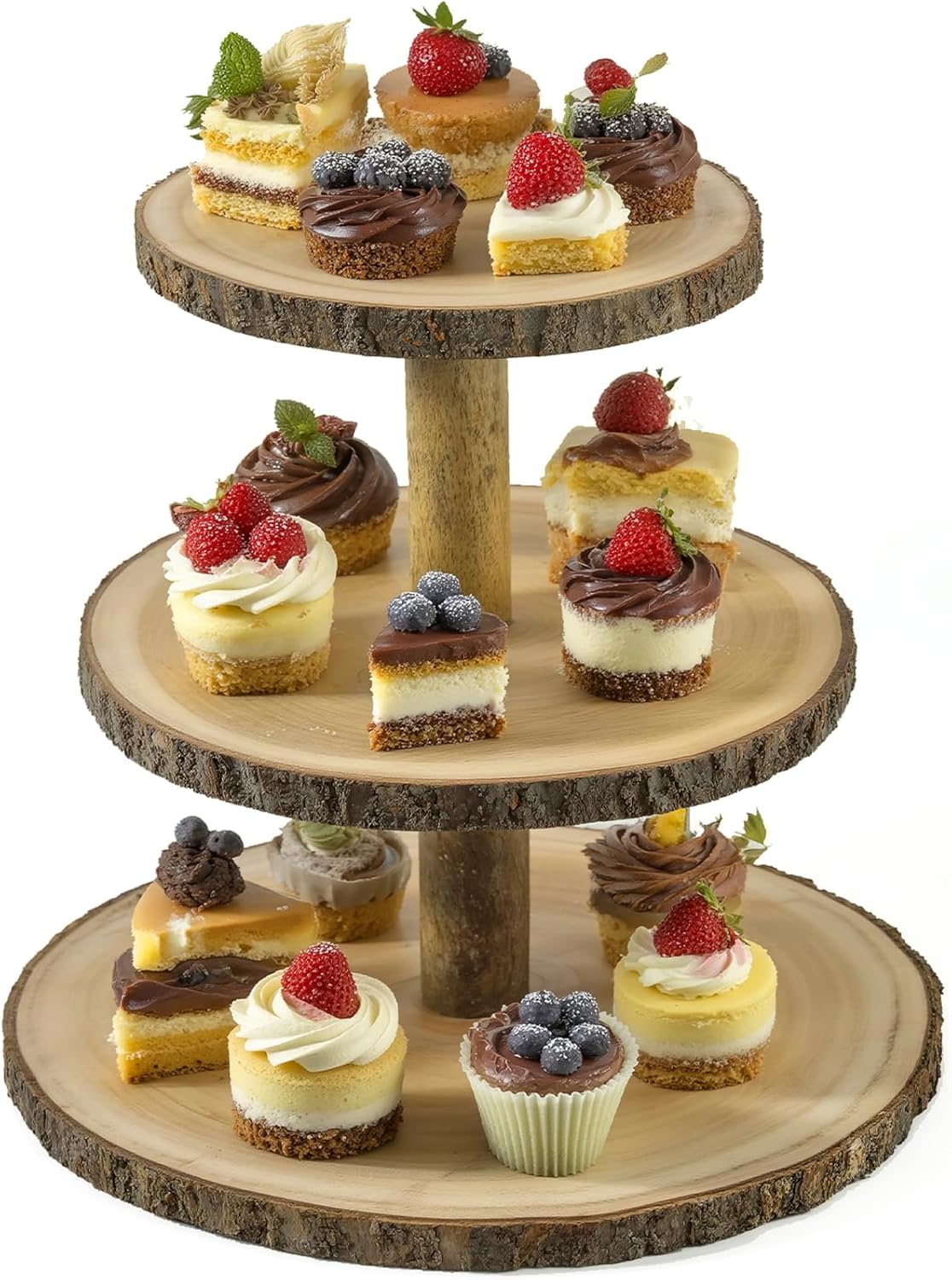 Cupcake Stand Wood Dessert Stands 3 Tier Cupcake Tower Large Cupcake Display Stand Rustic Cupcake