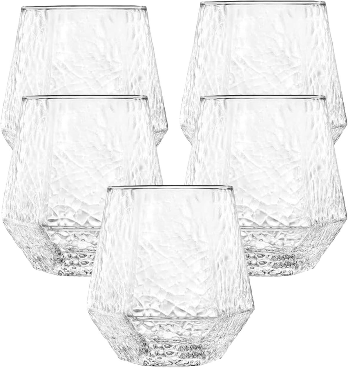 40 count Diamond Unbreakable Stemless Plastic Wine Champagne Whiskey Glasses Elegant Durable