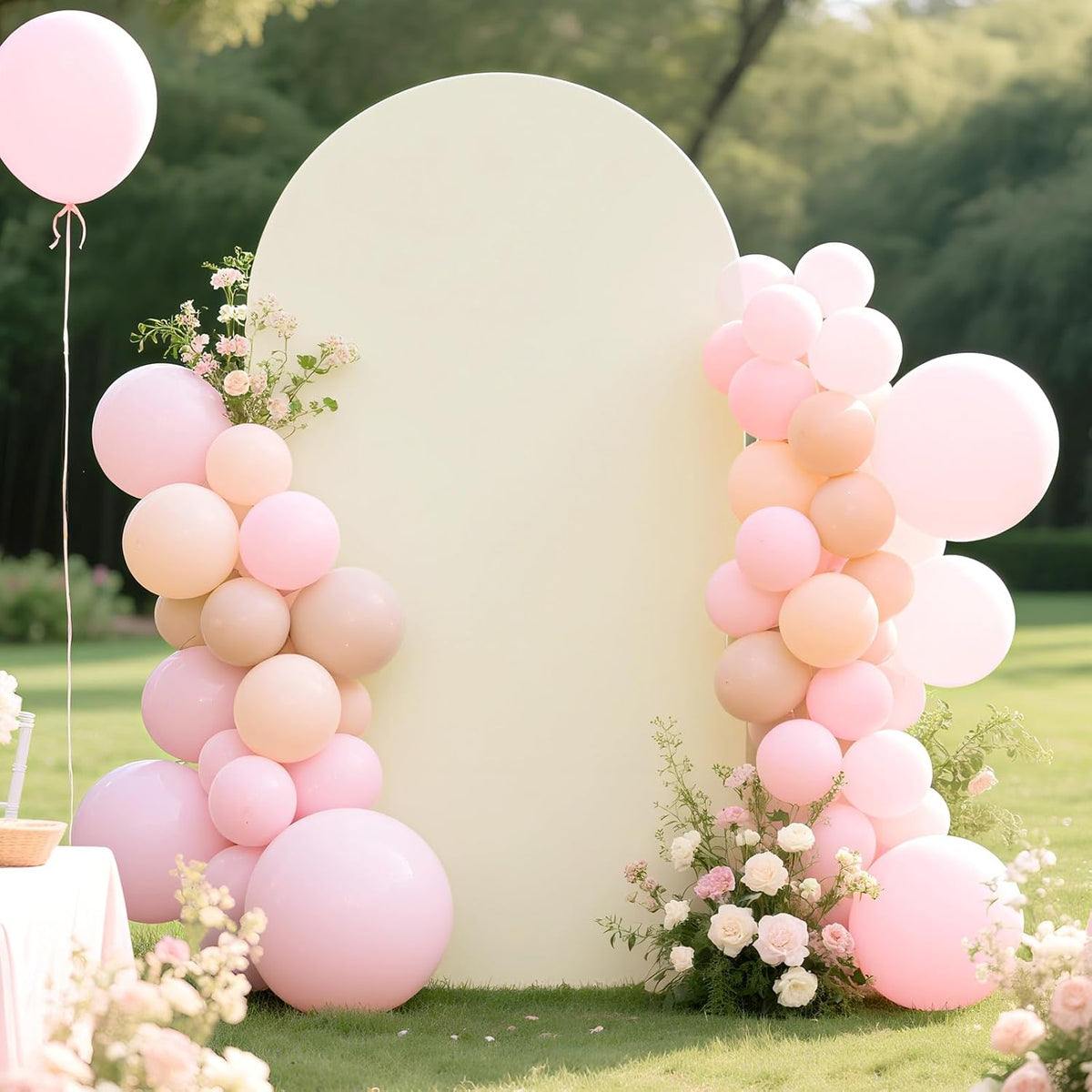 Ledido Wedding Arch Backdrop Cover 7.2FT Arch Covers Fitted Stretchy Spandex Round Top Stand