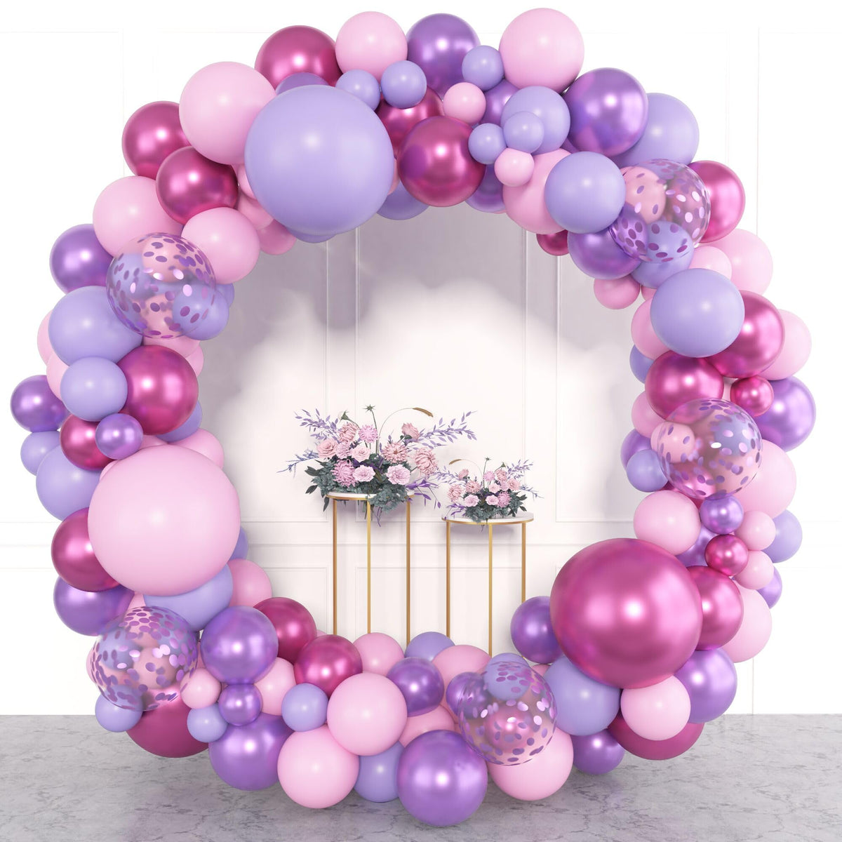 Amandir 153pcs Pink Purple Balloon Garland Arch Kit Different Sizes