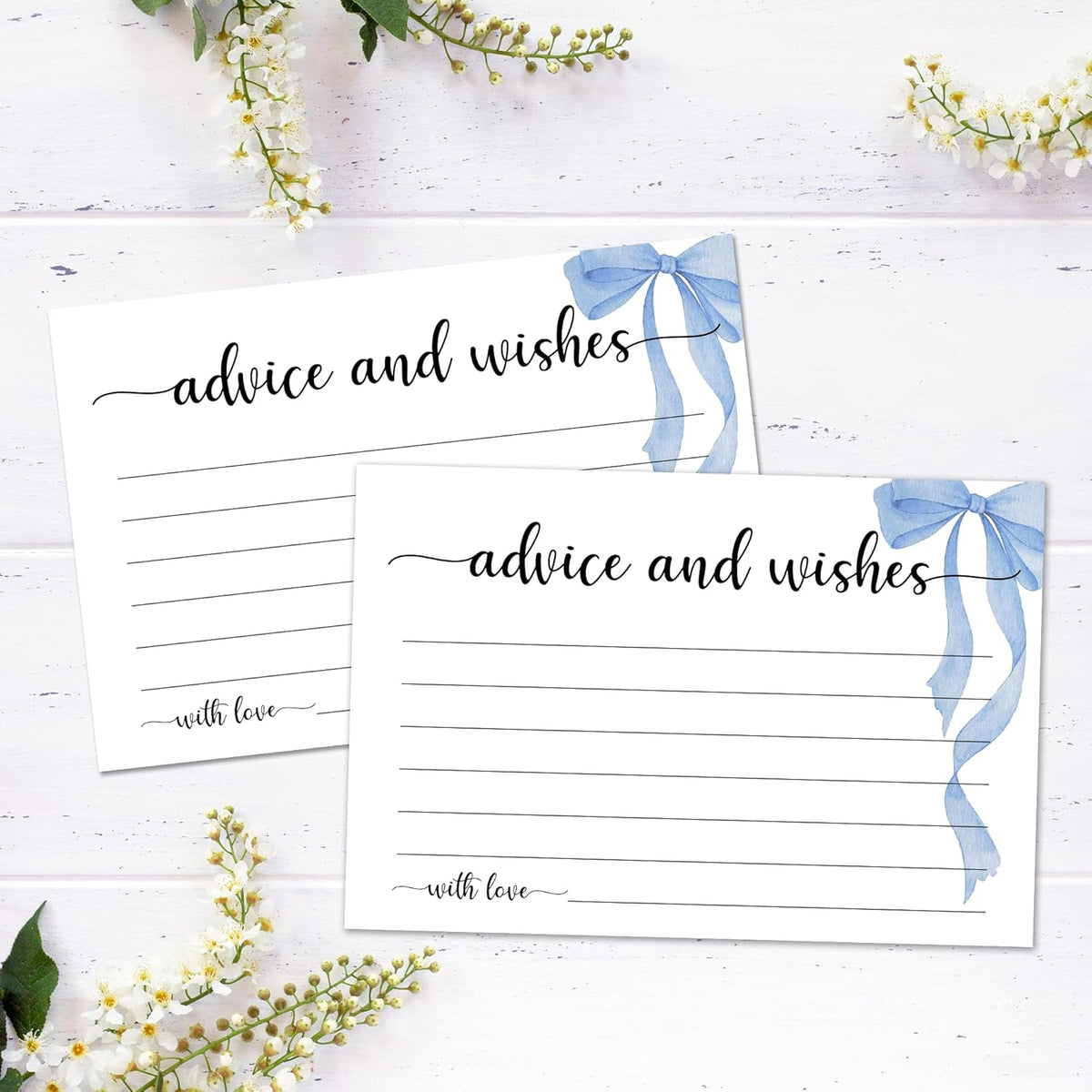 Advice and Wishes Cards Box, 50 Pcs Birthday Wedding Baby Shower Advice Cards, Well Wishes Box for