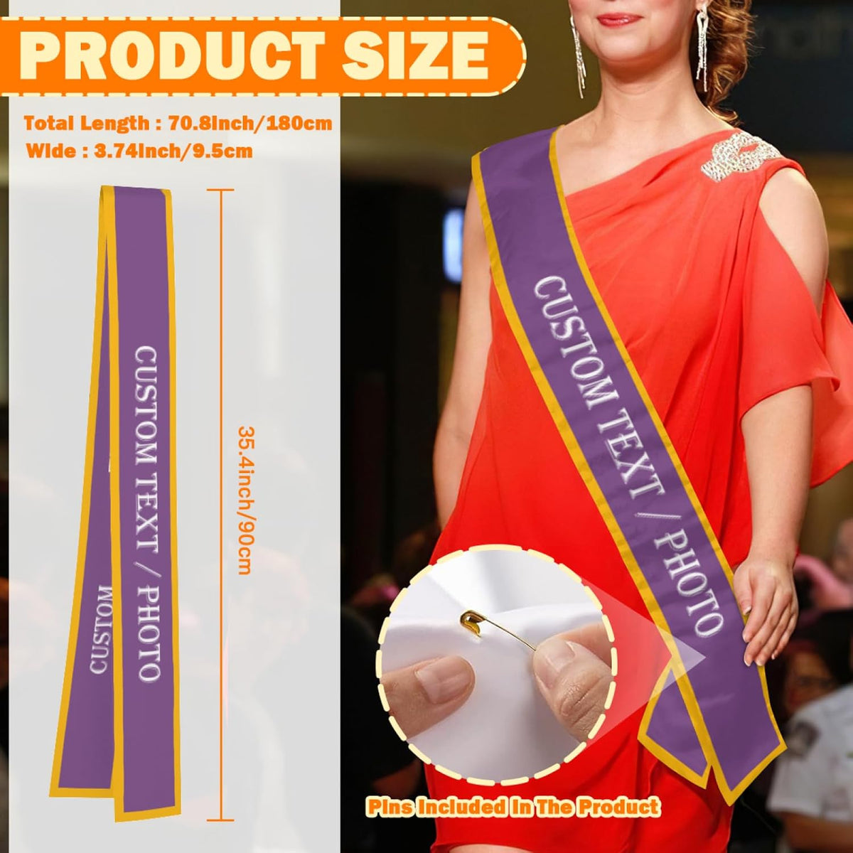 Custom Sash,Personalized Birthday Sash with Text Photo,Customized Bachelorette Sash Quote Sash