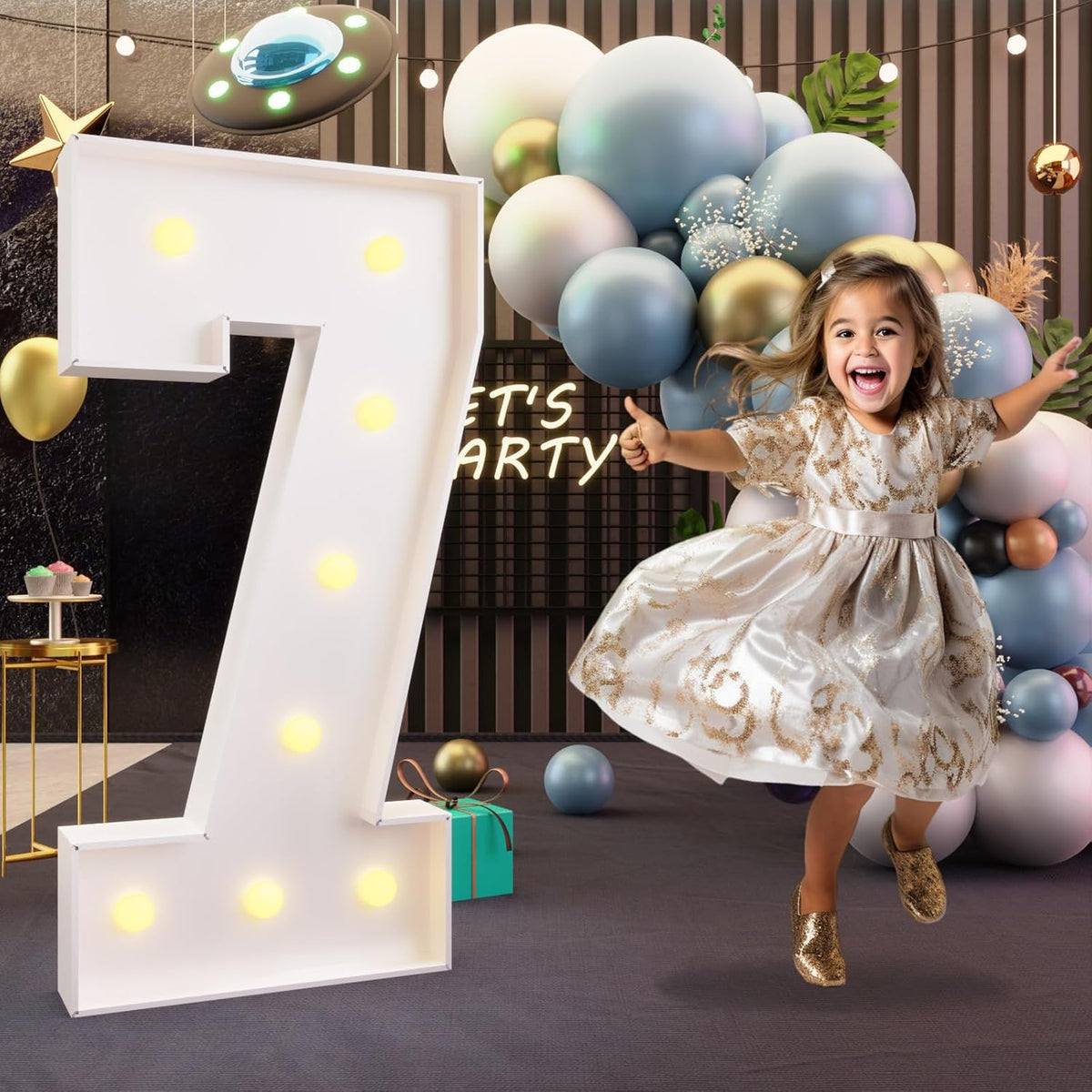 imprsv 3FT Marquee Numbers, Light Up Numbers for 7th 70th Birthday Decorations Anniversary Party