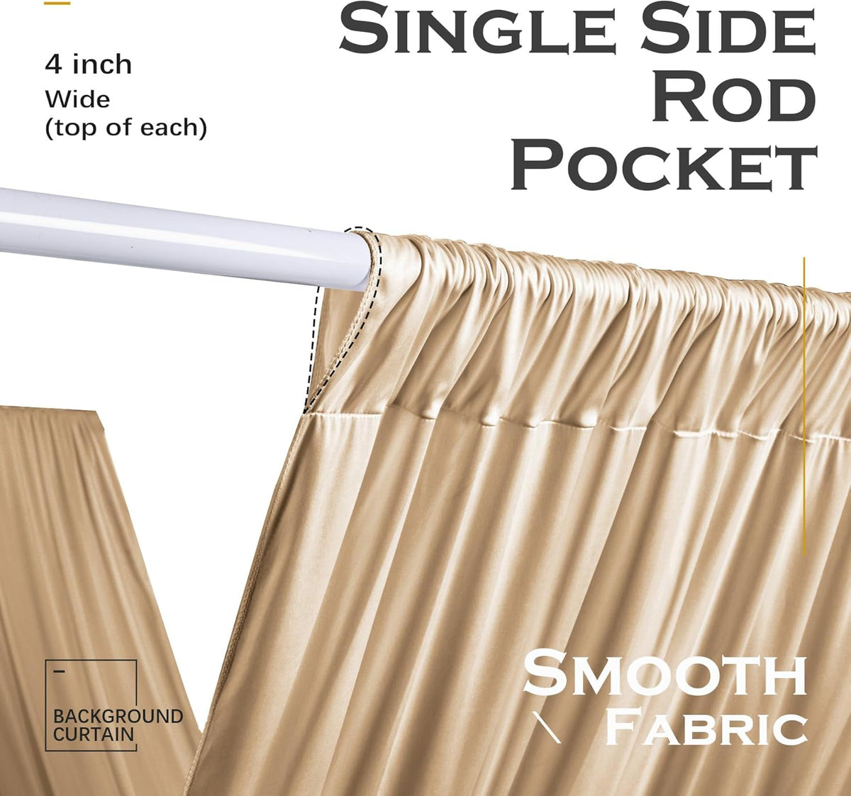 PartyVillage 2 Panels 5ftx30ft Beige Ceiling Drapes for Wedding Parties – 30 FT Extra Long Thick