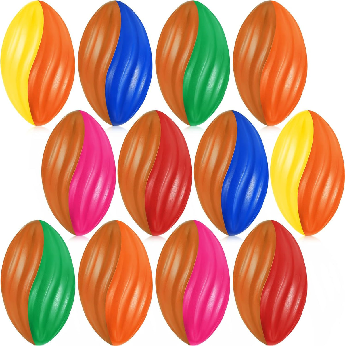 Jerify 12 Pcs Mini Footballs for Kids Spiral Foam Football Bulk 5 Inch Soft Small Waterproof Foam